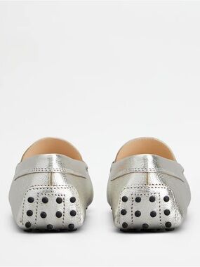 Tod’s Silver Double T Crystal Embellished Gommino Driving Shoes size 39.5